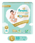 Pampers Premium Care Pants, Large size baby diapers (L), 88 Count, Softest ever pants