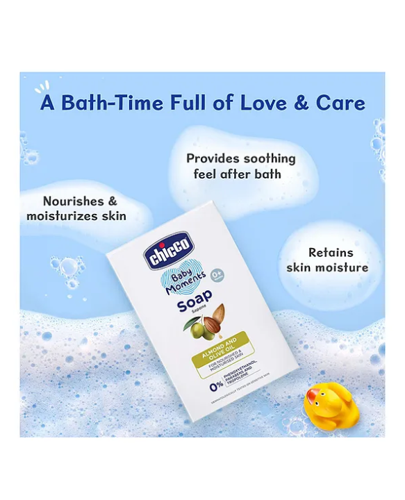 Chicco Baby Moments Almond and Olive Oil Soap - 75 gm Each (Pack of 4)