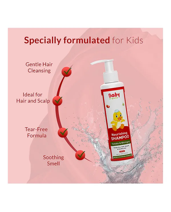 BabyOrgano Baby Shampoo for Smooth & Silky Hair with Lemon & Bhringraj Goodness- 200 ml