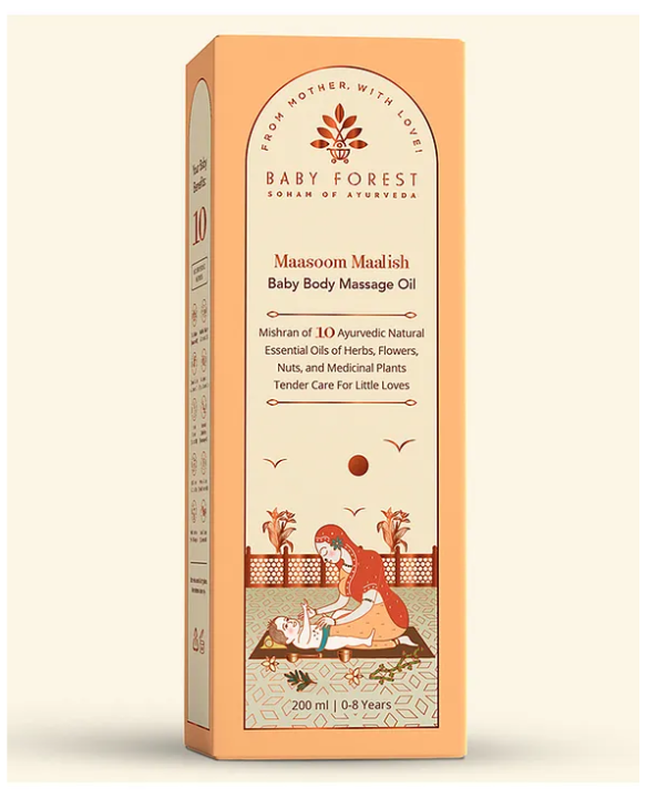 BABY FOREST Maasoom Maalish Baby Body Massage Oil enriched with Veldt Grape Rujamari Til oil Derma safe - 200 ml