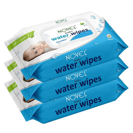 BABIO Babic 99% Pure Water (Unscented) Baby Wipes 80 Sheets pack of 3 with LID