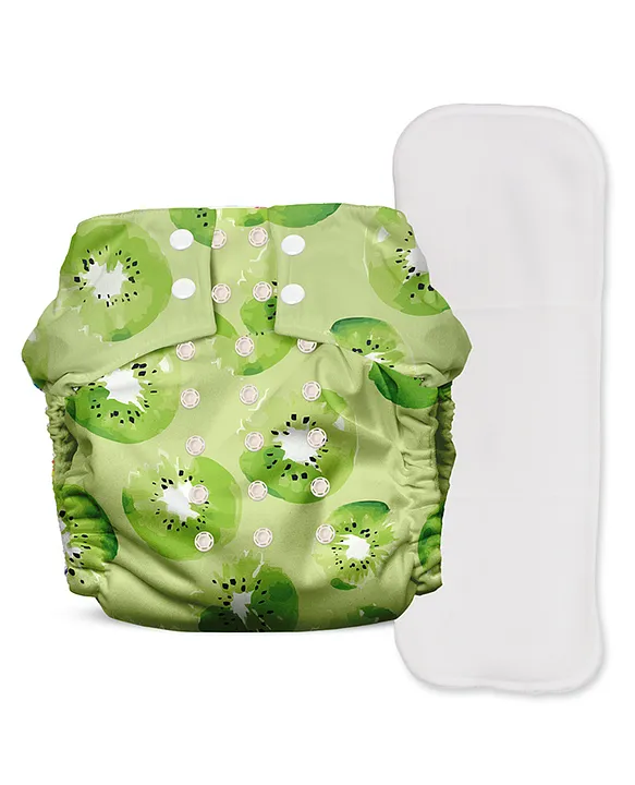 Mother Sparsh Baby Nappers Crazy Kiwi Cloth Diaper Free Size - Green