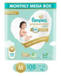 Pampers Premium Care Pants, Medium size baby diapers (M), 108 Count, Softest ever pants