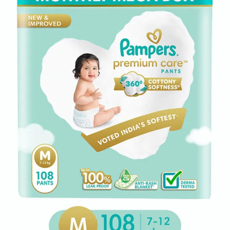 Pampers Premium Care Pants, Medium size baby diapers (M), 108 Count, Softest ever pants