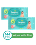 Pampers Baby Gentle Wet Wipes with Aloe 97% Pure Water - 144 Pieces