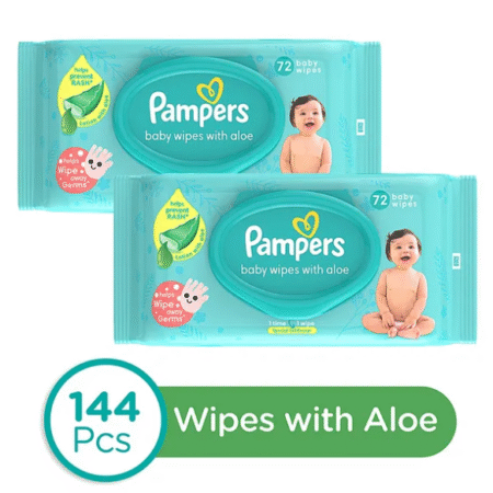 Pampers Baby Gentle Wet Wipes with Aloe 97% Pure Water - 144 Pieces
