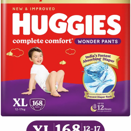 Huggies Complete Comfort Wonder Pants, India's Fastest Absorbing Diaper | XL Size, 168 Diapers