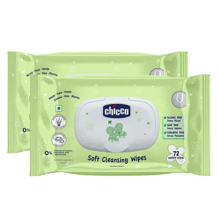 Chicco Baby Moments Bipack Fliptop Wipes Pack of 2 - 144 Pieces