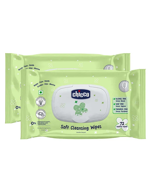 Chicco Baby Moments Bipack Fliptop Wipes Pack of 2 - 144 Pieces