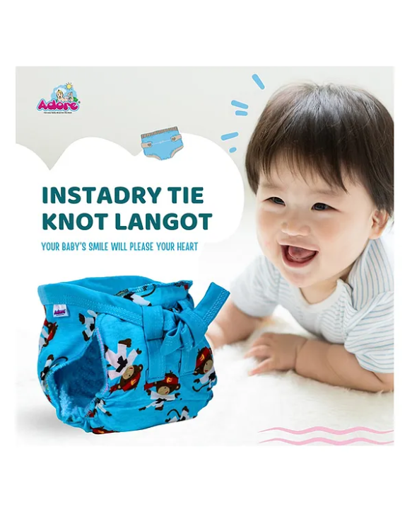 Adore Insta Dry Baby Cloth Tie Knot Langot/ Nappies - 9-12 Months-Holds up to 2* Pees