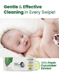 Mother Sparsh Baby Plant Powered Natural Baby Wipes With Cucumber Extract - 60 Pieces