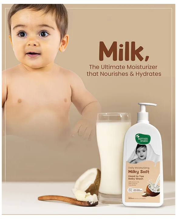 Mother Sparsh Baby Daily Moisturizing Milky Soft Head to Toe Baby Wash - 400 ml