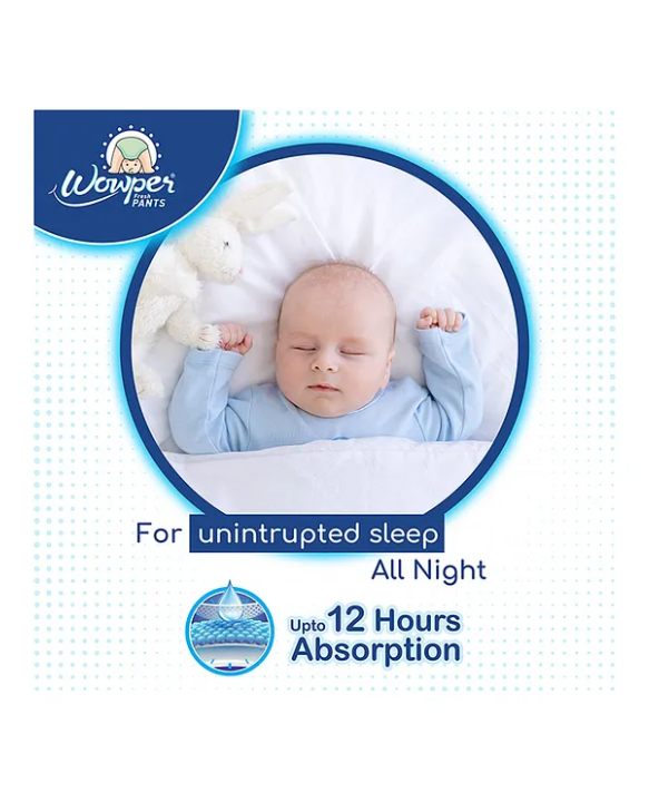 Wowper Fresh Baby Diaper Pants By DOMS | Witness Indicator | Upto 12 Hrs Absorption | 14-17 Kg | XL  (56 Pieces)