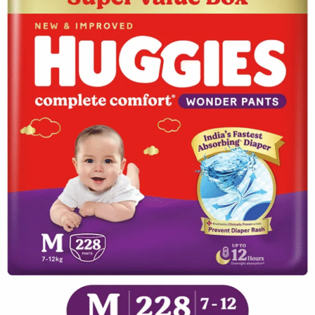 Huggies Complete Comfort Wonder Pants, India's Fastest Absorbing Diaper | M Size, 228 Diapers