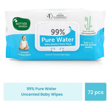 Mother Sparsh Baby Unscented 99 % Pure Water (Unscented) Baby Wipes - 72 Pieces