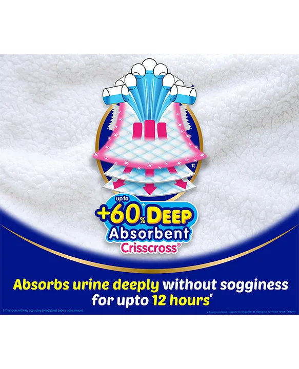 MamyPoko Pants Extra Absorb Baby Diapers, Extra Large (XL size) | 12-17 kg | 104 Count |Deep Sleep Diapers| Soft gentle fit |Deep Absorbent Crisscross | skin friendly with coconut oil |