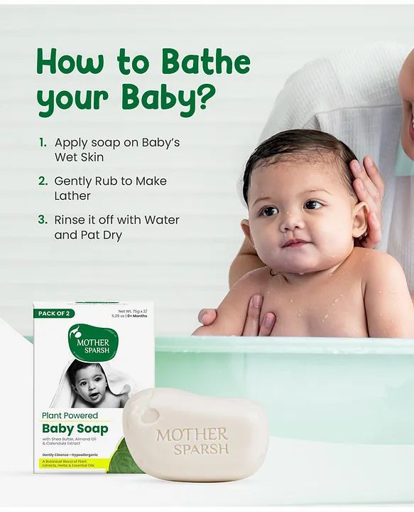 Mother Sparsh Baby Plant Powered Natural Baby Soaps Pack Of 2 - 75 gm Each