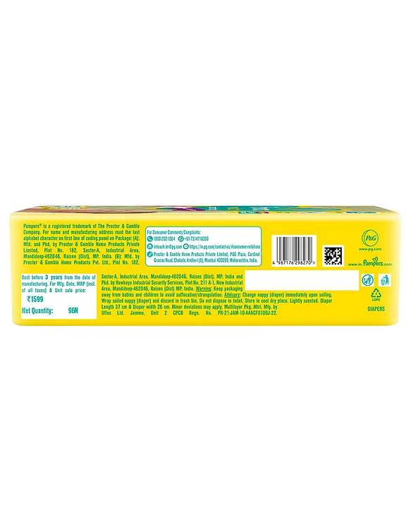 Pampers Active Baby Taped Style Diaper Pants (New Born XS) - 96 Pieces