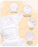 Baby hug Free Size Reusable Cloth Diaper With Inserts & Contrast Flap Pack of 3 - Pink & Orange