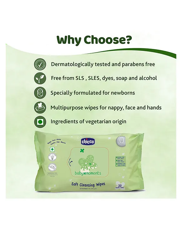 Chicco Baby Moments Bipack Fliptop Wipes Pack of 2 - 144 Pieces