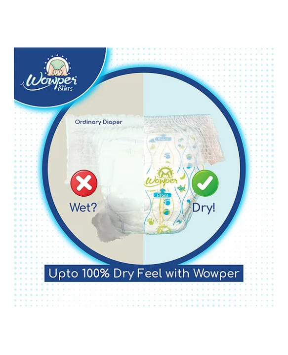 Wowper Fresh Baby Diaper Pants By DOMS| Wetness Indicator | Upto 12 Hrs Absorption | 9-14 Kg | L  (62 Pieces)