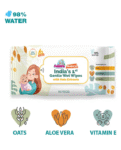 Adore Basics India's First Ever Baby Wet wipes with Oat Extracts- 98% Water-Goodness of Aloe vera & Vitamin- Pack of 80pc*7Packs