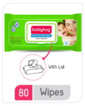 Babyhug Premium 98% Water Baby Wet Wipes with Moisturizing Aloe Vera With Lid - 80 Pieces