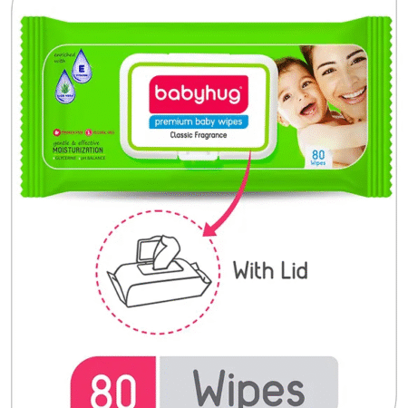 Babyhug Premium 98% Water Baby Wet Wipes with Moisturizing Aloe Vera With Lid - 80 Pieces