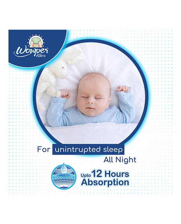 Wowper Fresh Baby Diaper Pants By DOMS| Wetness Indicator | Upto 12 Hrs Absorption | 9-14 Kg | L  (62 Pieces)
