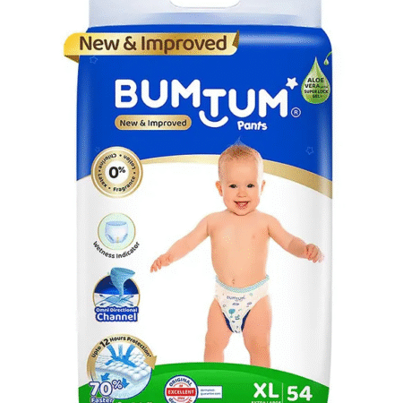 Bumtum Baby Diaper Pants with Double Layer Leakage Protection Infused With Aloe Vera, Cottony Soft High Absorb Technology Extra Large - 54 Pieces