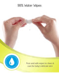 Babyhug Premium 98% Water Baby Wet Wipes with Moisturizing Aloe Vera With Lid - 80 Pieces