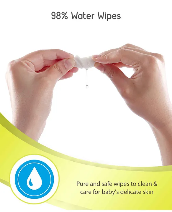Babyhug Premium 98% Water Baby Wet Wipes with Moisturizing Aloe Vera With Lid - 80 Pieces