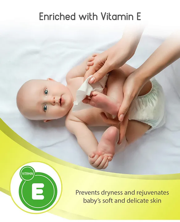 Babyhug Premium 98% Water Baby Wet Wipes with Moisturizing Aloe Vera With Lid - 80 Pieces