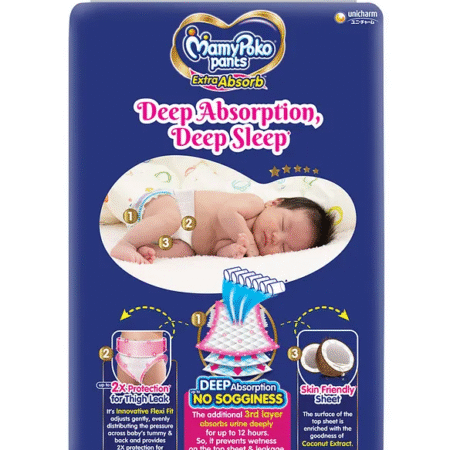MamyPoko Pants Extra Absorb Baby Diapers, New Born (NB size)