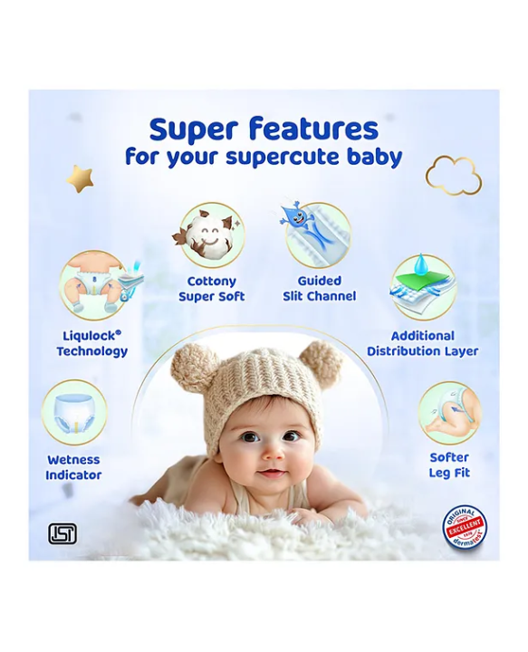 Bumtum Baby Diaper Pants with Double Layer Leakage Protection Infused With Aloe Vera, Cottony Soft High Absorb Technology Extra Large - 54 Pieces