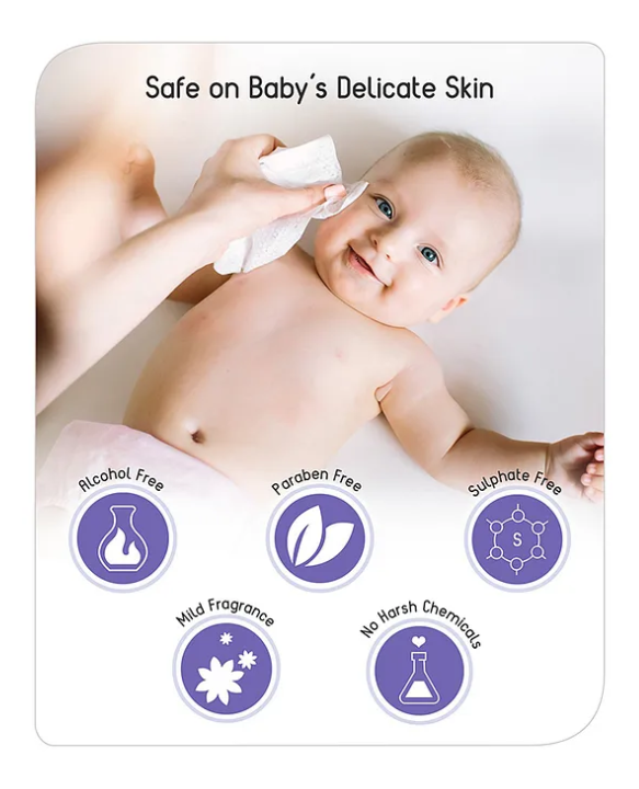 Baby hug Milk Daily Moisturizing Baby Wet Wipes 98% Water Pack of 6 - 72 Pieces Each
