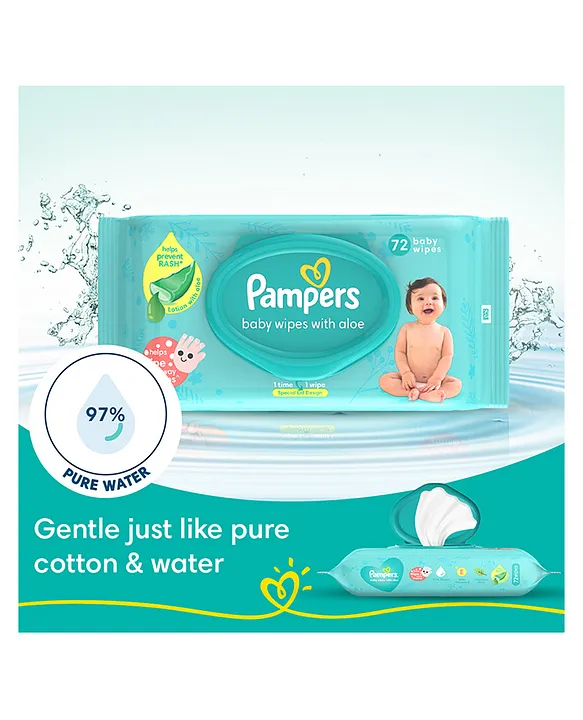 Pampers Baby Gentle Wet Wipes with Aloe 97% Pure Water - 144 Pieces