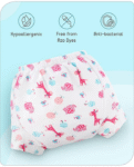 Baby hug 100% Cotton Padded Underwear Training Diapers Animals Print Pack of 3 Size 1 - Multicolor