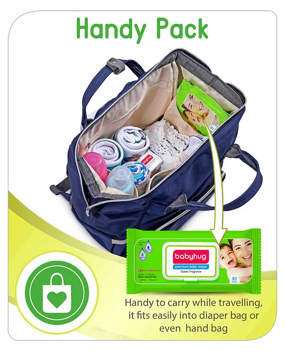 Babyhug Premium 98% Water Baby Wet Wipes with Moisturizing Aloe Vera With Lid - 80 Pieces