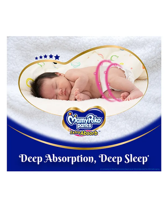 MamyPoko Pants Extra Absorb Baby Diapers, Extra Extra Large (XXL size) | 15-25 kg | 44 Count |Deep Sleep Diapers| Soft gentle fit |Deep Absorbent Crisscross | skin friendly with coconut oil |