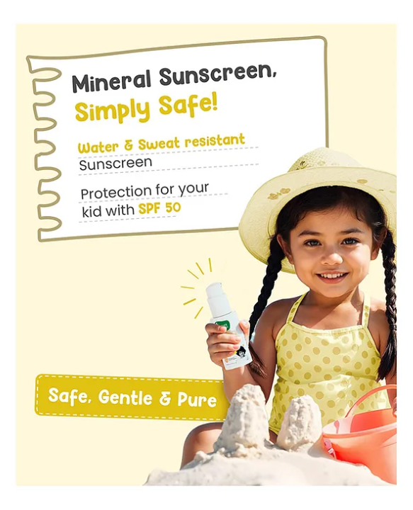 Mother Sparsh Baby Sunscreen with Natural Oatmeal & Zinc Daily Active Mineral Based Baby Sunscreen Lotion with SPF 50 Broad Spectrum UVA/UVB Protection Water & Sweat Resistant - 50 g