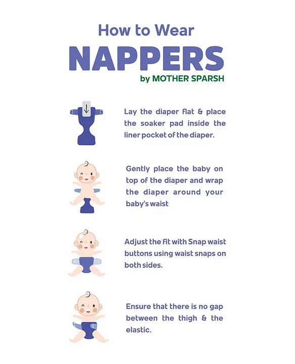 Mother Sparsh Baby Nappers Crazy Kiwi Cloth Diaper Free Size - Green