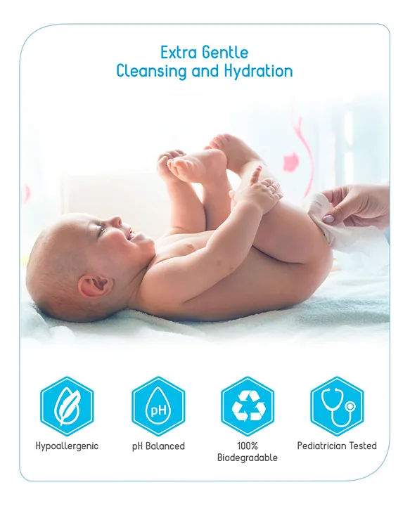 Babyhug Advanced 99% Pure Water Unscented Baby Wipes Pack of 2 - 72 Pieces Each