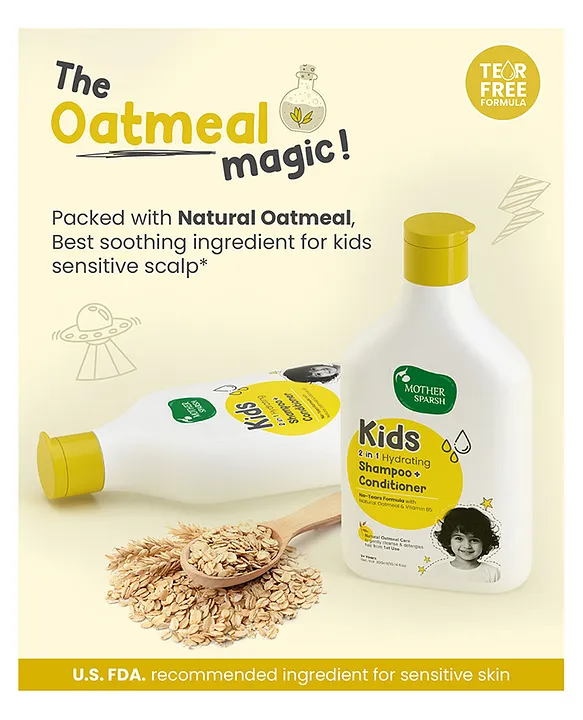 Mother Sparsh Baby 2 In 1 Hydrating Shampoo Conditioner for Kids Tear Free With Natural Oatmeal & Vitamin B5 - 300 ml