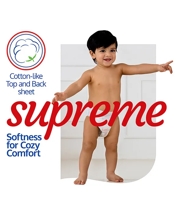 Luv Lap LuvLap Supreme Diaper Pants Large (LG) 9-14kg, 62pcs, Aloe Vera, Rash Prevention, 12hr Protection, 5 Layer, Super Light Core, White
