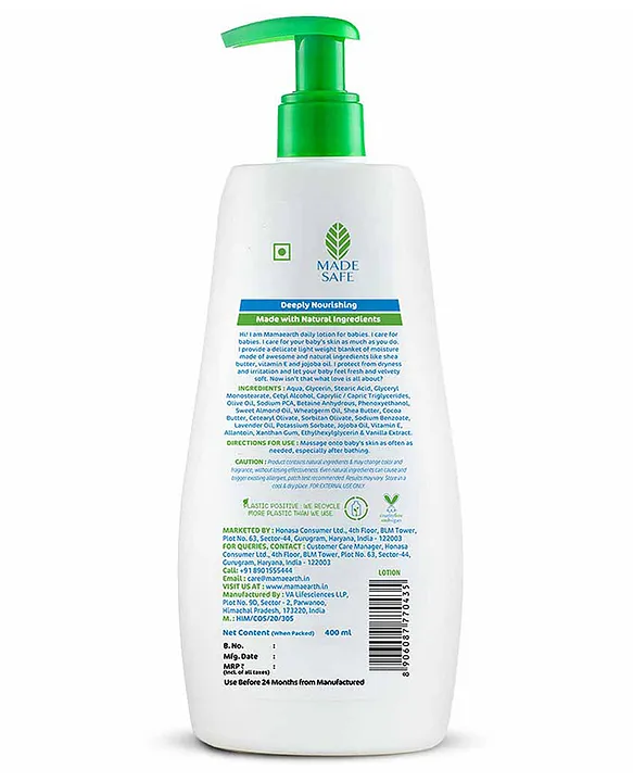Mama earth Baby mama earth Moisturizing Daily Lotion White - 400 ml