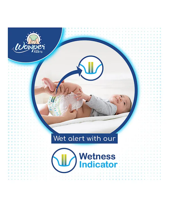 Wowper Fresh Baby Diaper Pants By DOMS | Witness Indicator | Upto 12 Hrs Absorption | 14-17 Kg | XL  (56 Pieces)