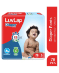 Luv Lap LuvLap Pant Style Baby Diapers, Small (S), 78 Count, Aloe Vera Lotion, 12hr Protection, White