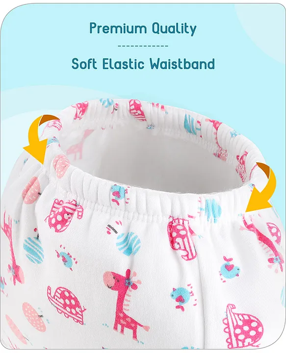 Baby hug 100% Cotton Padded Underwear Training Diapers Animals Print Pack of 3 Size 1 - Multicolor