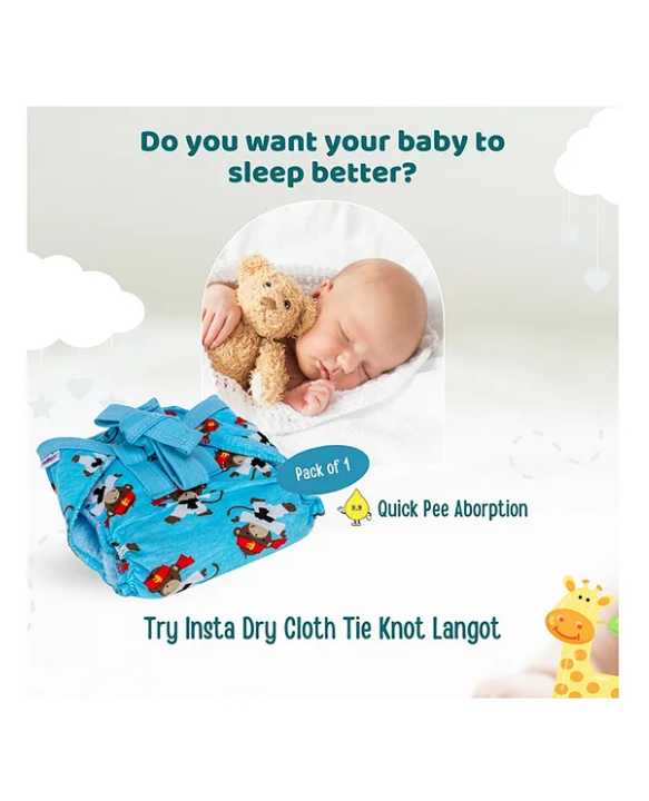 Adore Insta Dry Baby Cloth Tie Knot Langot/ Nappies - 9-12 Months-Holds up to 2* Pees